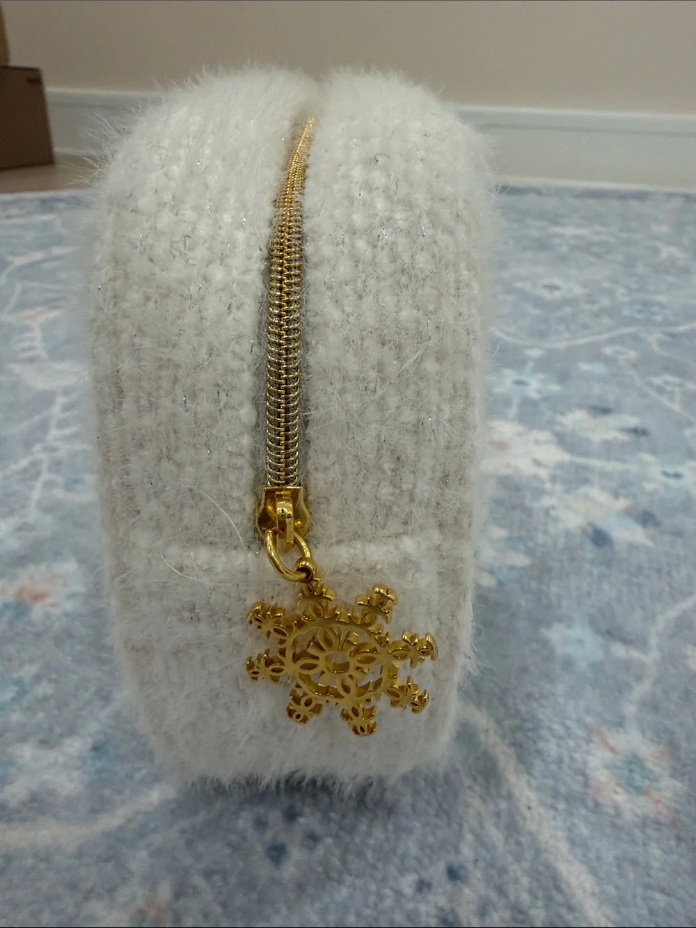 CHANEL White Textured Travel Pouch with Skincare Tube Duo